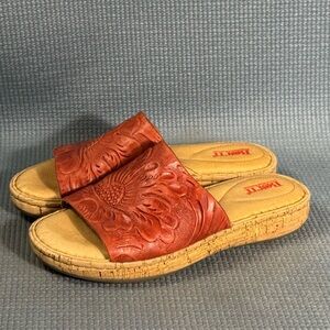 Born Red Leather Slide Sandals
